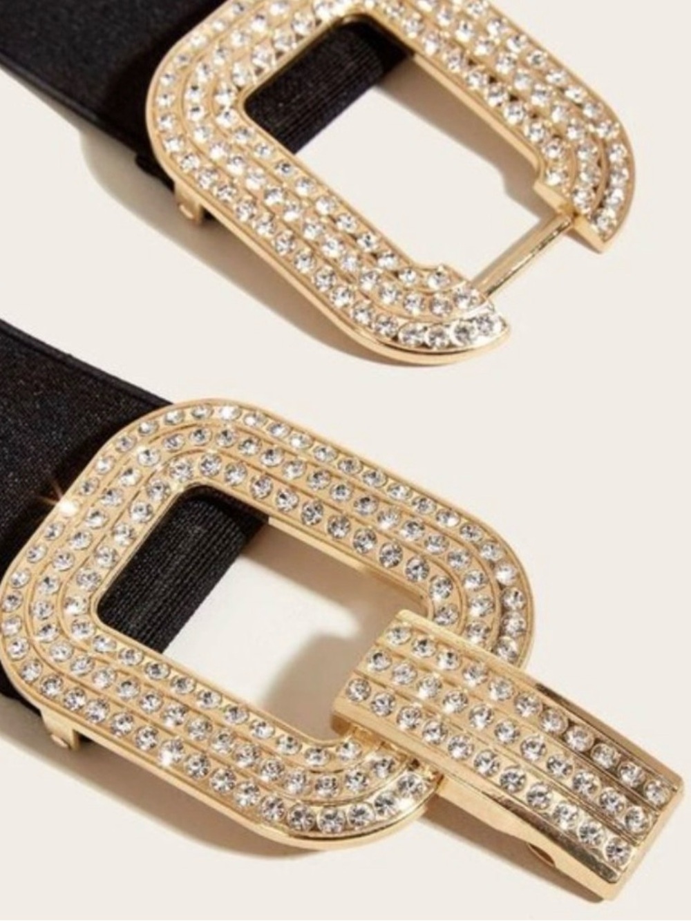 Gold/Black Rhinestone Stretch Belt - Picture 5 of 8